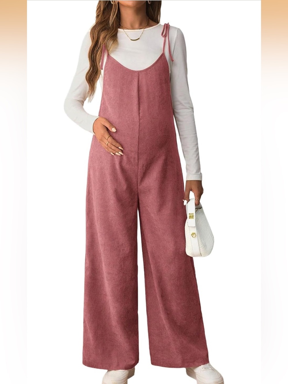 Women’s maternity pink overalls jumpsuit